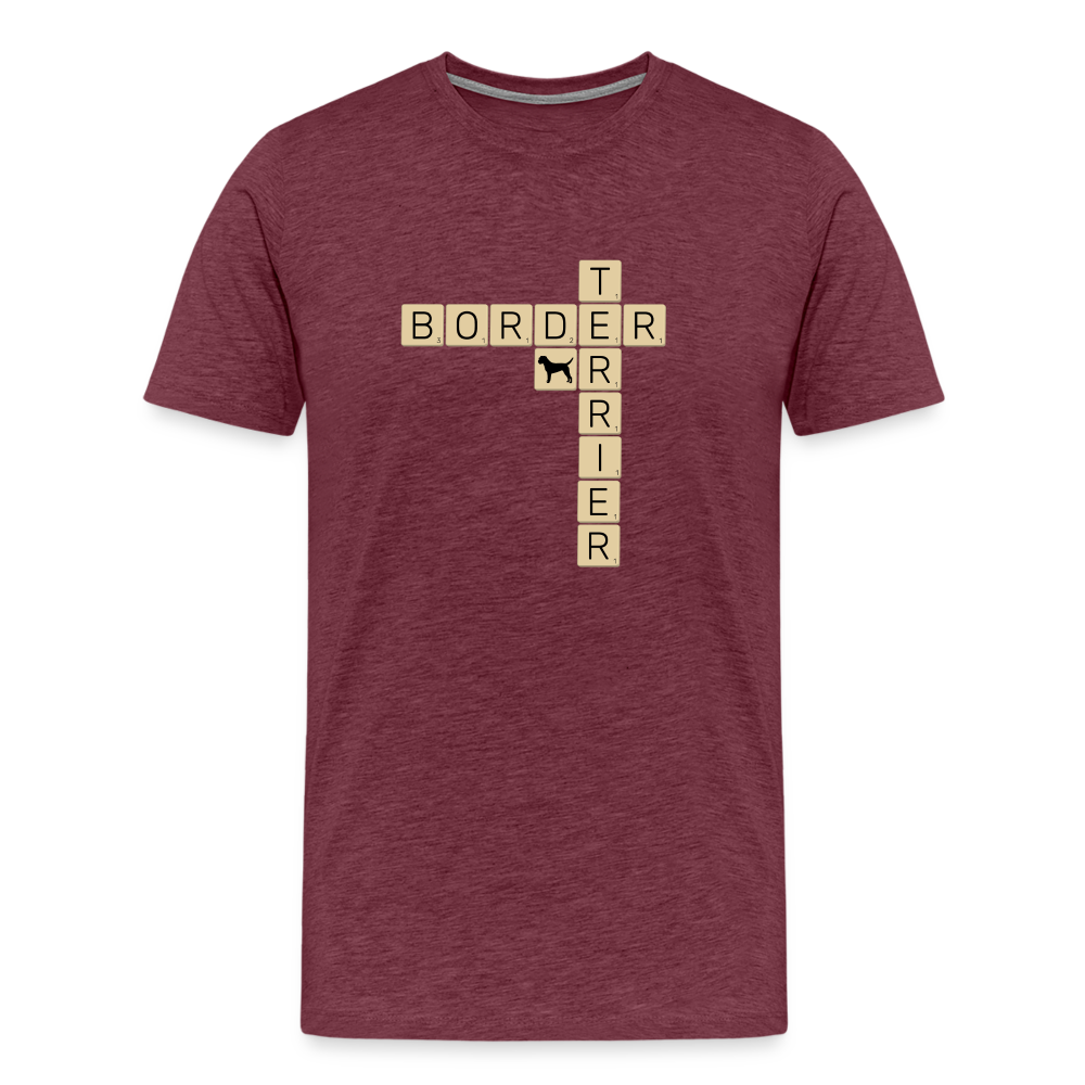 Border Terrier - Scrabble | Männer Premium T-Shirt - Bordeauxrot meliert