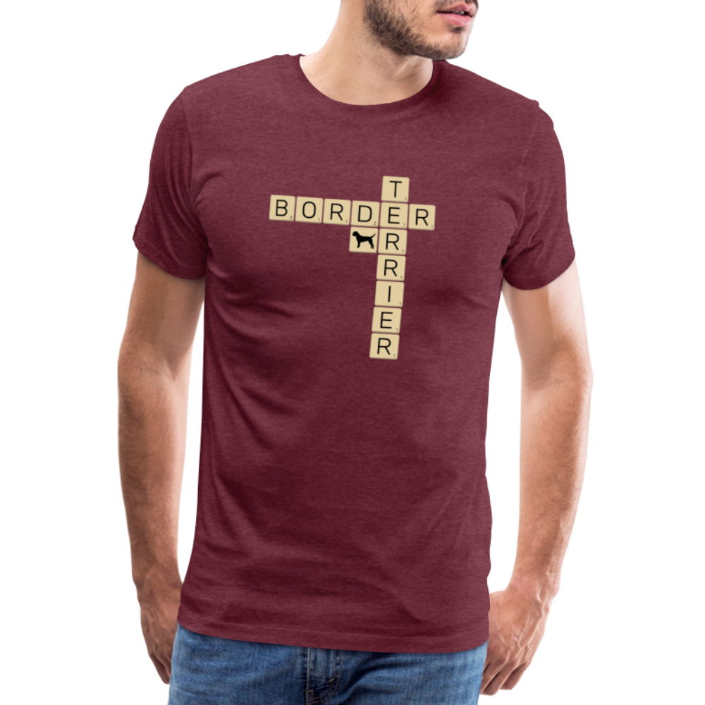 Border Terrier - Scrabble | Männer Premium T-Shirt - Bordeauxrot meliert