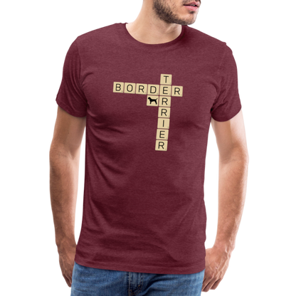 Border Terrier - Scrabble | Männer Premium T-Shirt - Bordeauxrot meliert