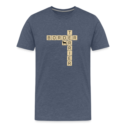 Border Terrier - Scrabble | Männer Premium T-Shirt - Blau meliert