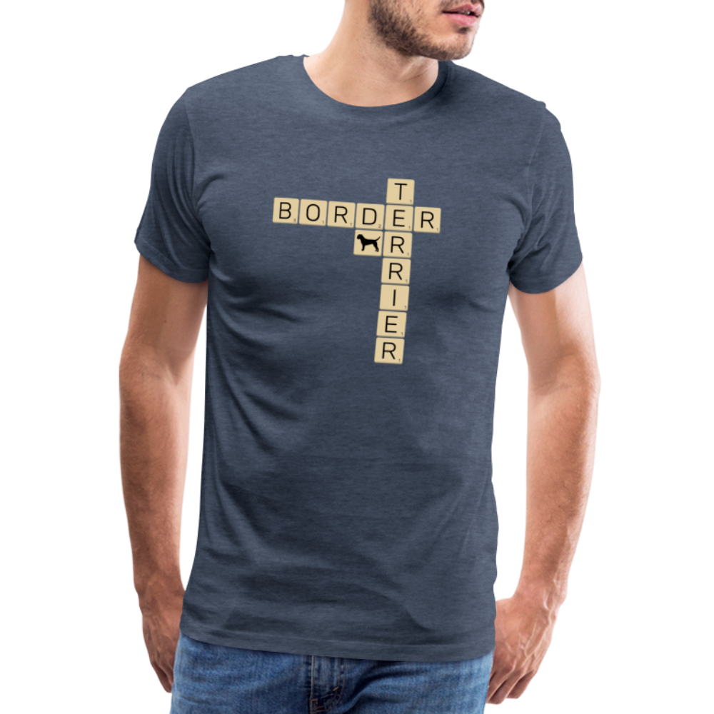 Border Terrier - Scrabble | Männer Premium T-Shirt - Blau meliert