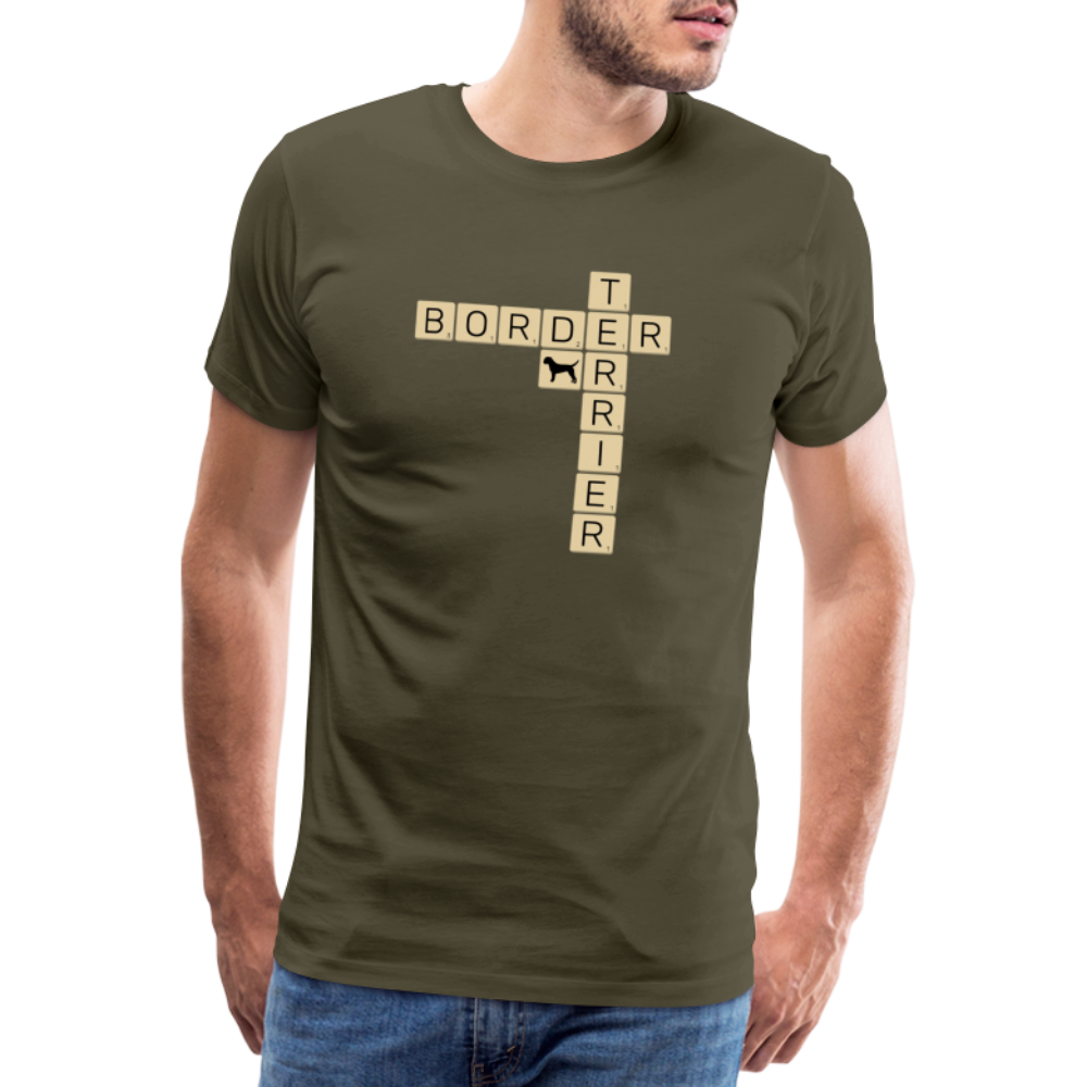 Border Terrier - Scrabble | Männer Premium T-Shirt - Khaki