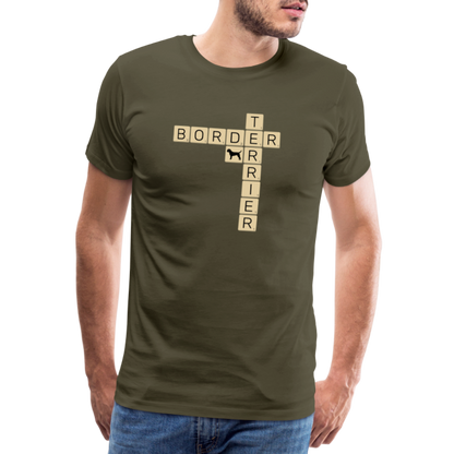 Border Terrier - Scrabble | Männer Premium T-Shirt - Khaki