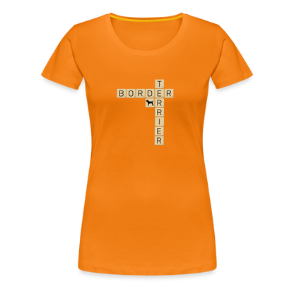 Border Terrier - Scrabble | Women’s Premium T-Shirt - Orange