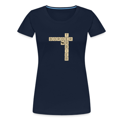 Border Terrier - Scrabble | Women’s Premium T-Shirt - Navy