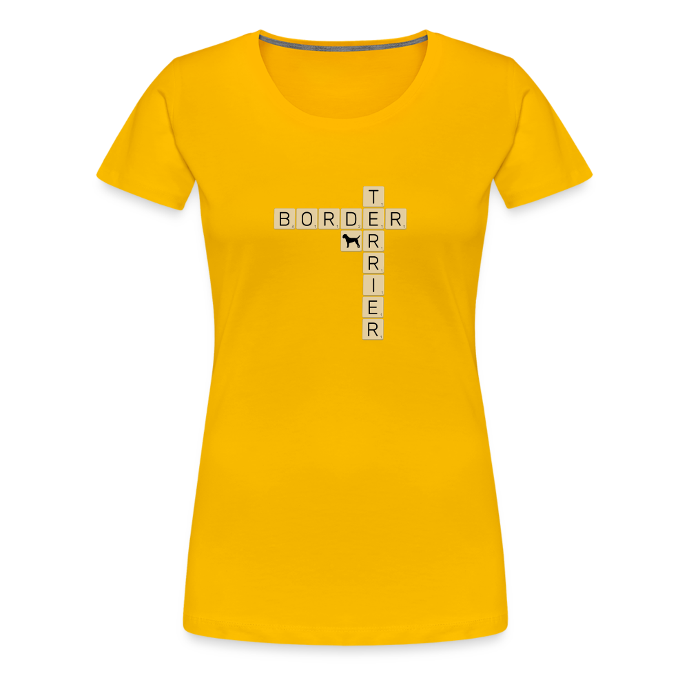 Border Terrier - Scrabble | Women’s Premium T-Shirt - Sonnengelb