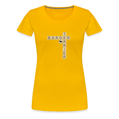 Border Terrier - Scrabble | Women’s Premium T-Shirt - Sonnengelb