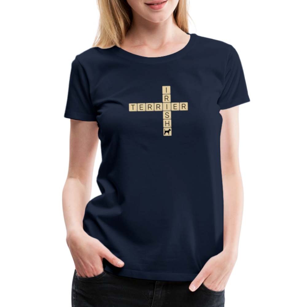 Irish Terrier - Scrabble | Women’s Premium T-Shirt - Navy