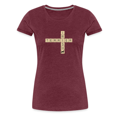 Irish Terrier - Scrabble | Women’s Premium T-Shirt - Bordeauxrot meliert