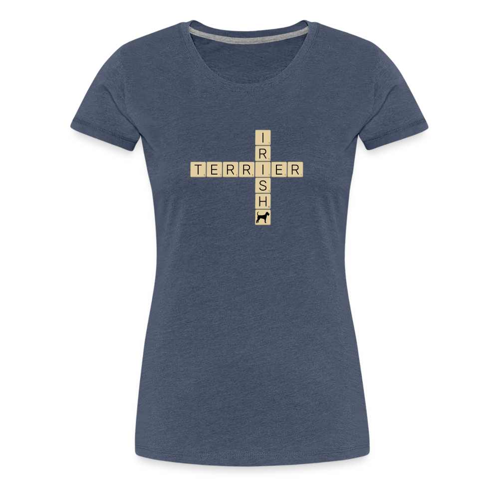 Irish Terrier - Scrabble | Women’s Premium T-Shirt - Blau meliert