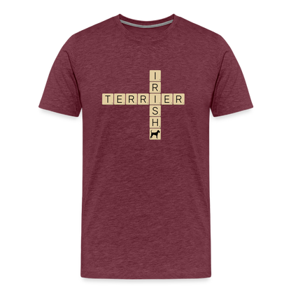 Irish Terrier - Scrabble | Männer Premium T-Shirt - Bordeauxrot meliert