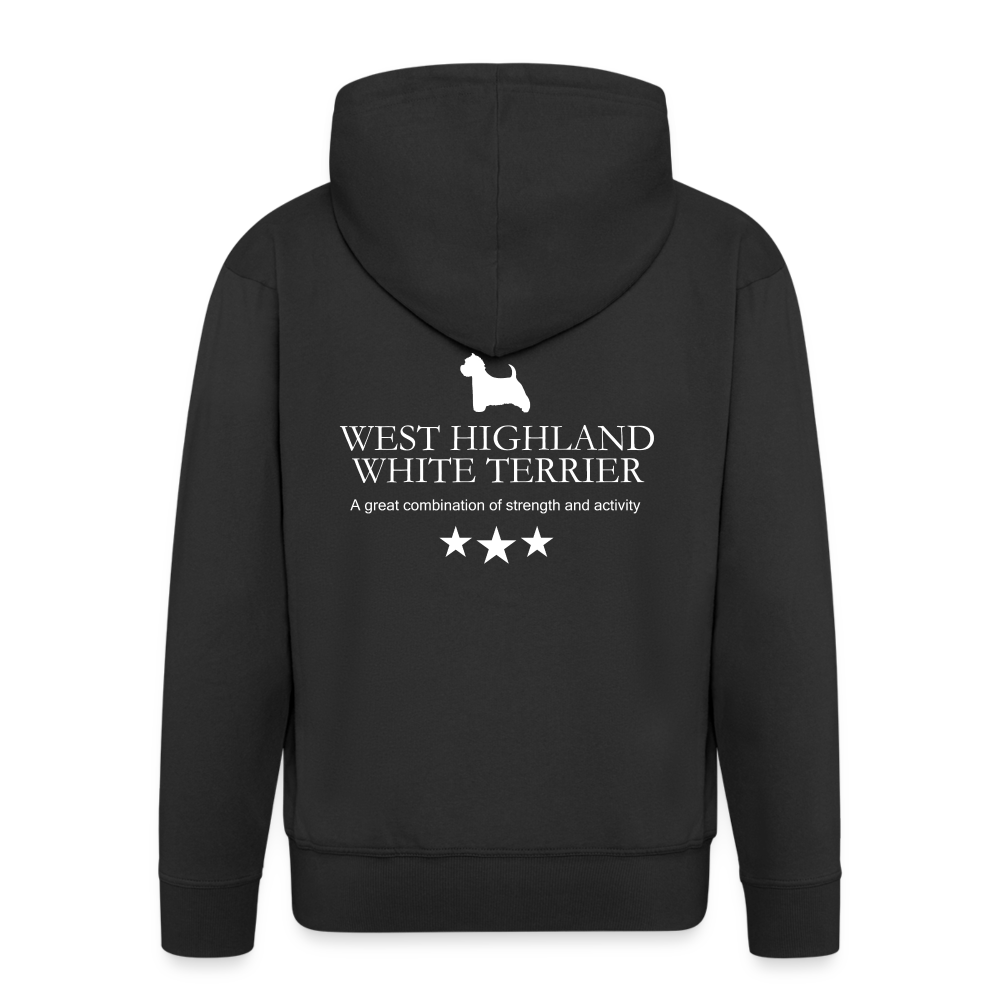 Männer Premium Kapuzenjacke - West Highland White Terrier - Strong, active, lithe working... - Schwarz