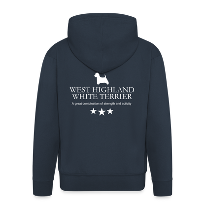 Männer Premium Kapuzenjacke - West Highland White Terrier - Strong, active, lithe working... - Navy