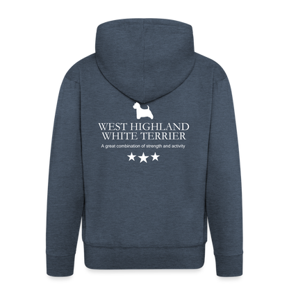 Männer Premium Kapuzenjacke - West Highland White Terrier - Strong, active, lithe working... - Jeansblau