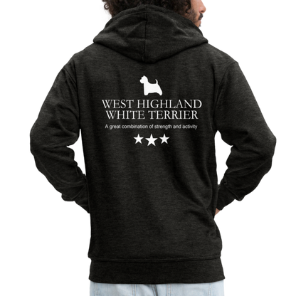 Männer Premium Kapuzenjacke - West Highland White Terrier - Strong, active, lithe working... - Anthrazit