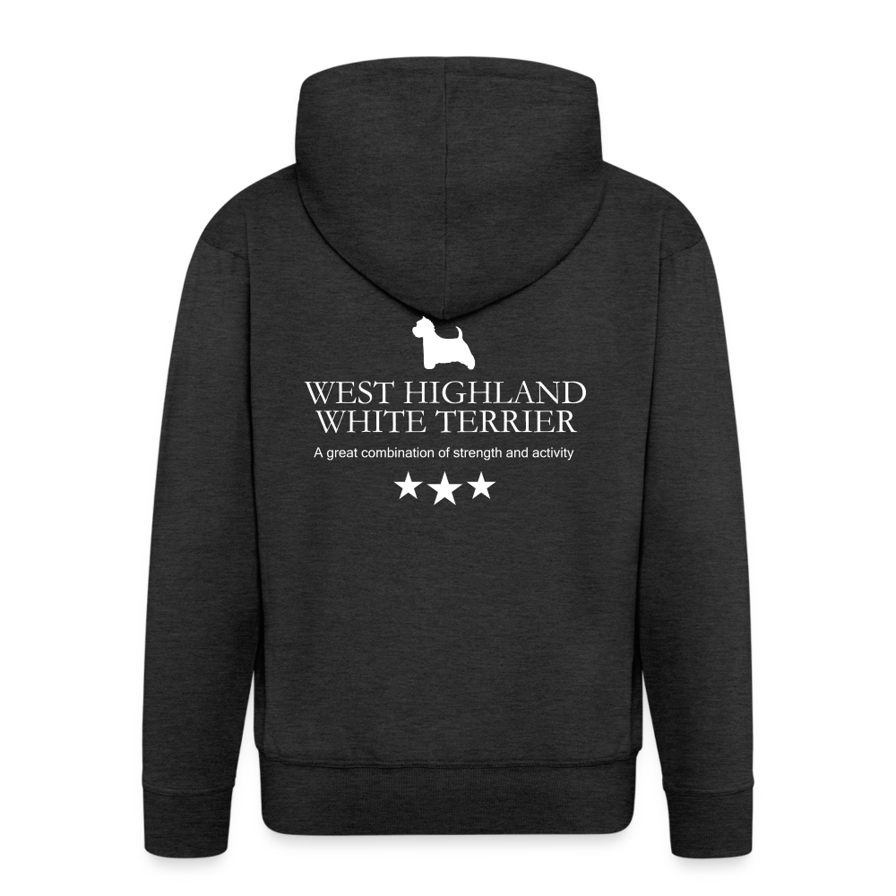 Männer Premium Kapuzenjacke - West Highland White Terrier - Strong, active, lithe working... - Anthrazit