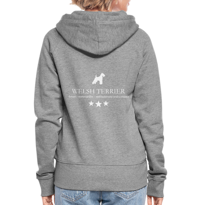 Frauen Premium Kapuzenjacke - Welsh Terrier - Smart, workmanlike, well-balanced... - Grau meliert