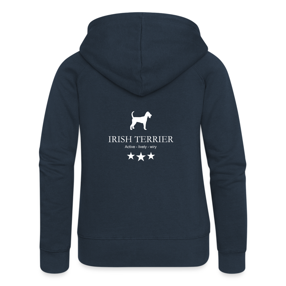 Frauen Premium Kapuzenjacke - Irish Terrier - Active, lively, wiry... - Navy