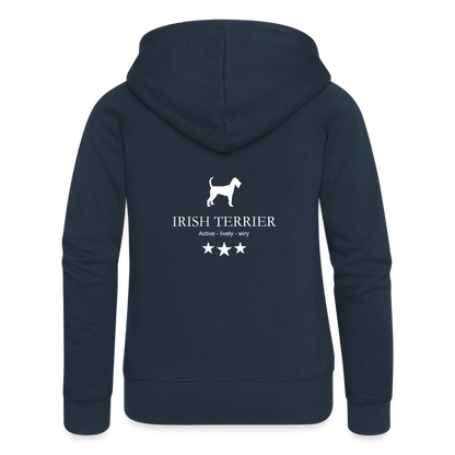 Frauen Premium Kapuzenjacke - Irish Terrier - Active, lively, wiry... - Navy