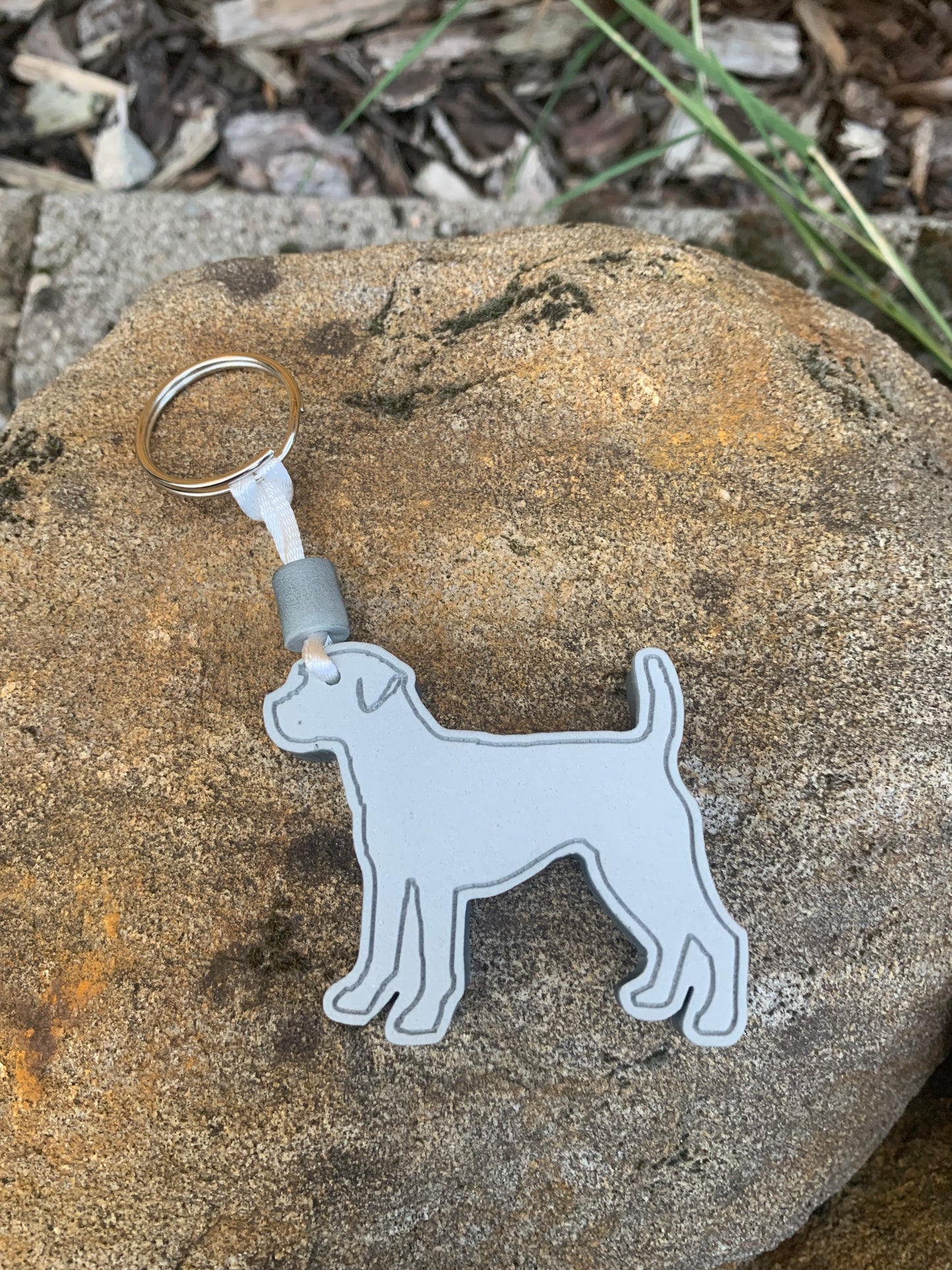 Terrier-Schlüsselanhänger aus Moosgummi