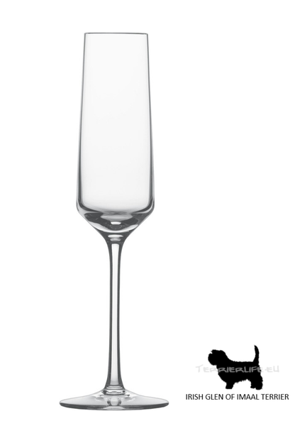Sektglas mit Terrier-Silhouette