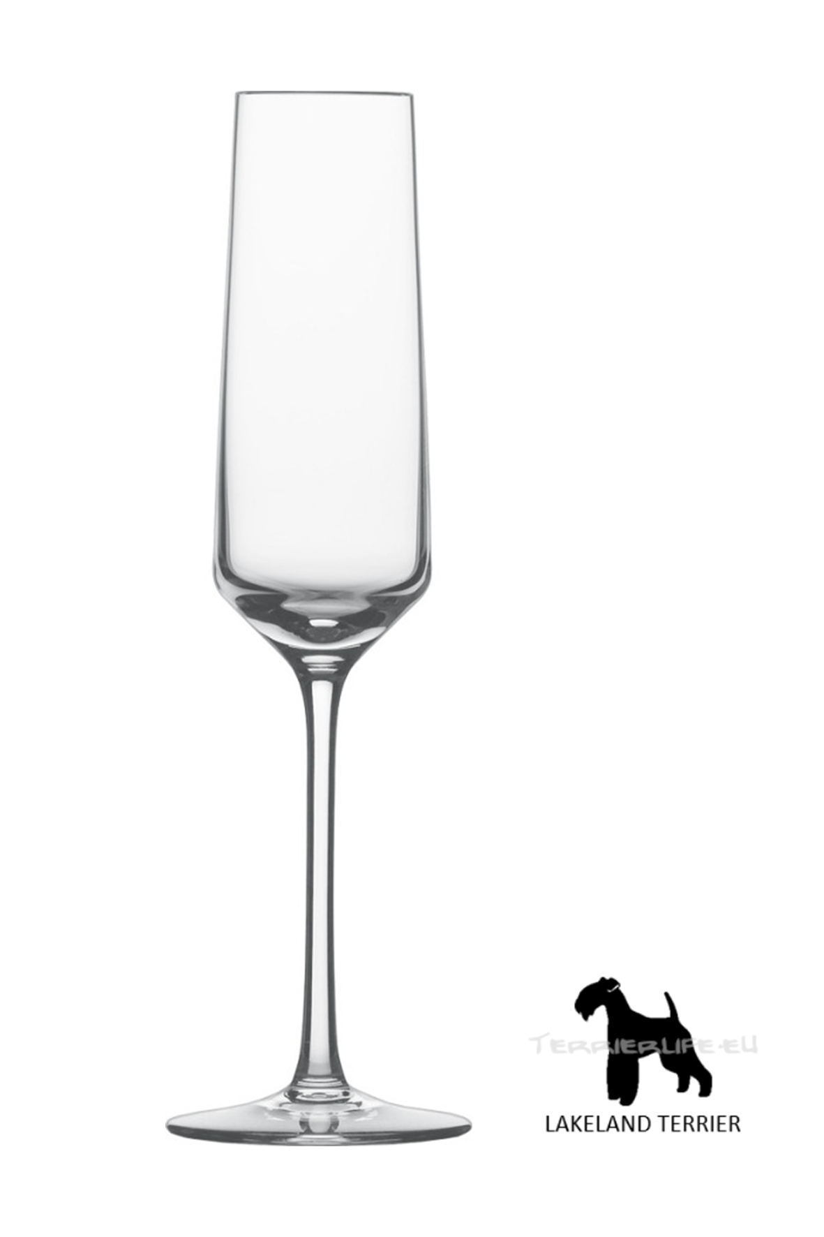 Sektglas mit Terrier-Silhouette