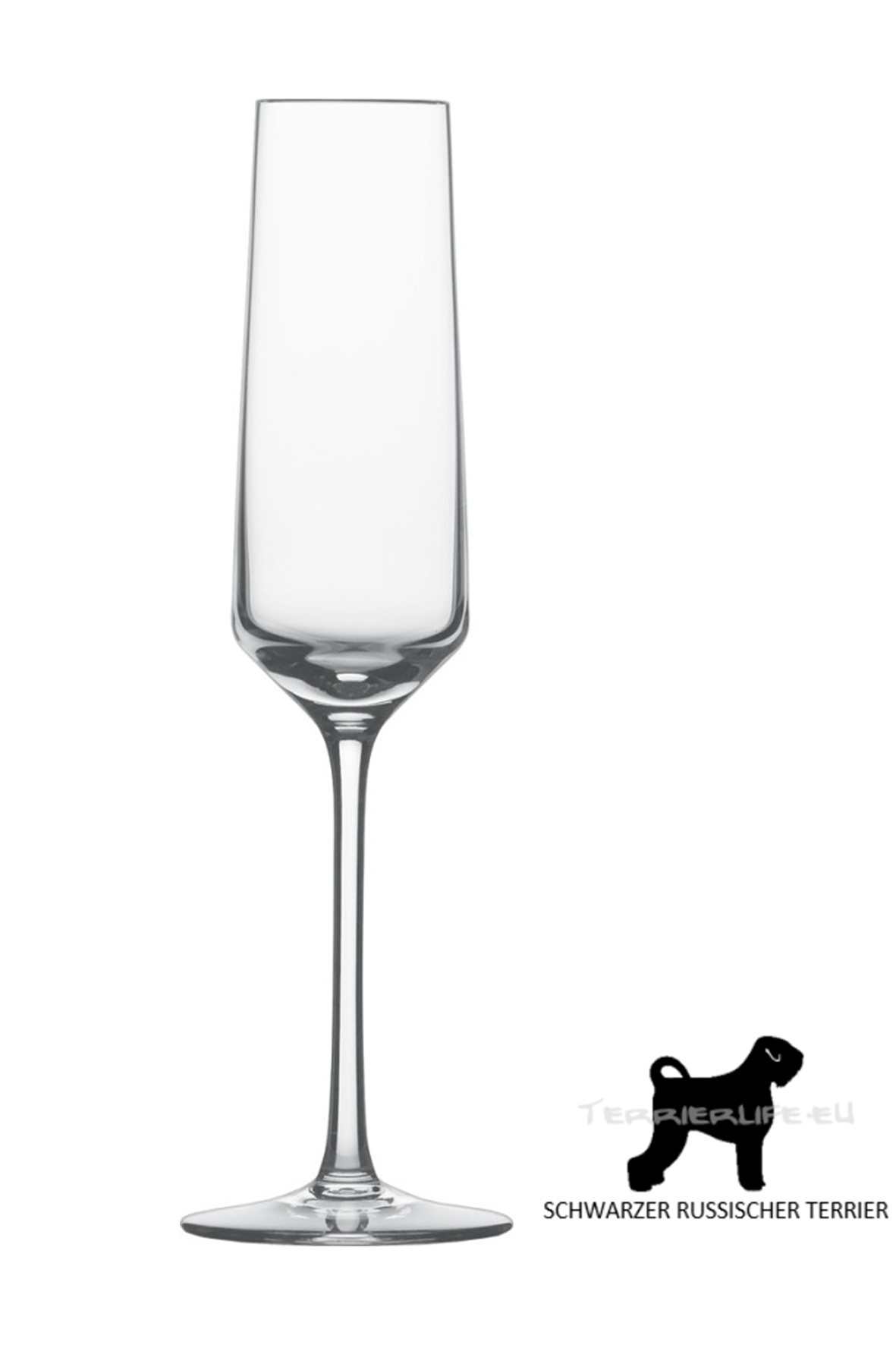 Sektglas mit Terrier-Silhouette