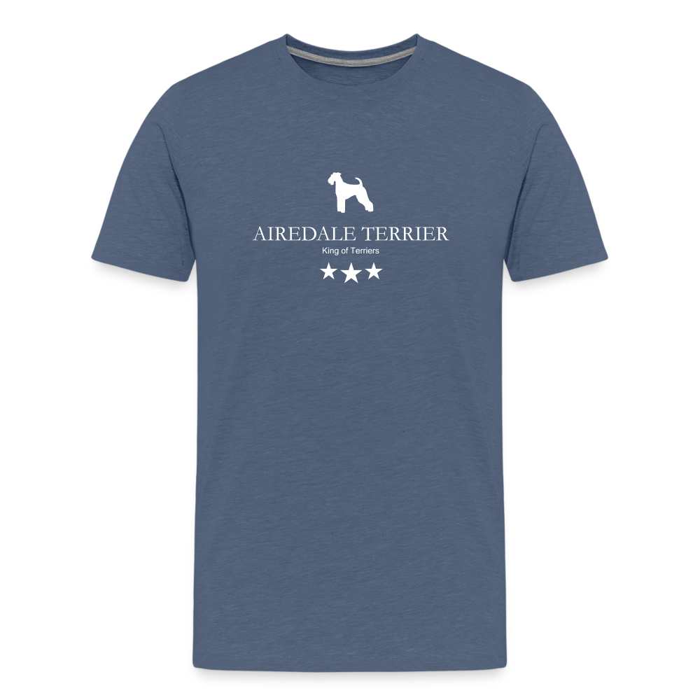 Männer Premium T-Shirt - Airedale Terrier - King of terriers... - Blau meliert