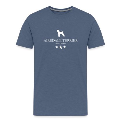 Männer Premium T-Shirt - Airedale Terrier - King of terriers... - Blau meliert