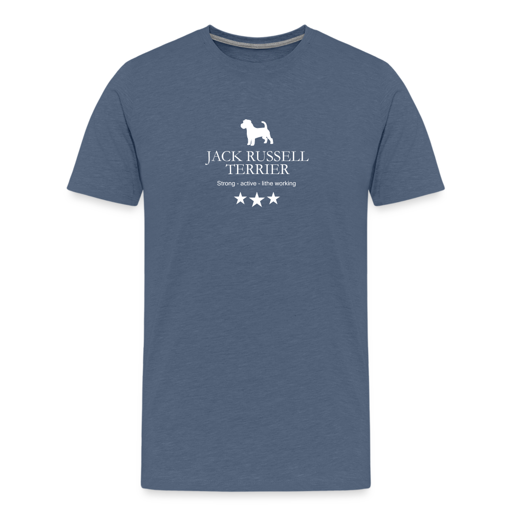 Männer Premium T-Shirt - Jack Russell Terrier - Strong, active, lithe working... - Blau meliert