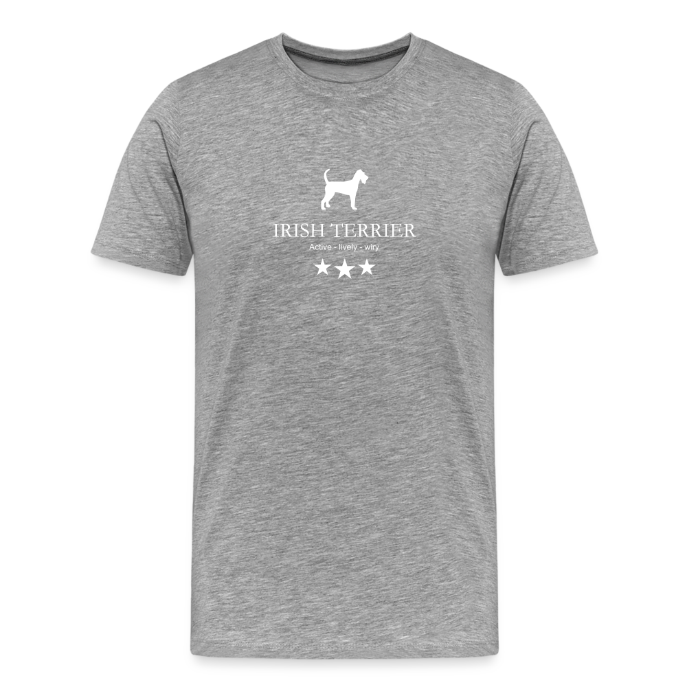 Männer Premium T-Shirt - Irish Terrier - Active, lively, wiry... - Grau meliert
