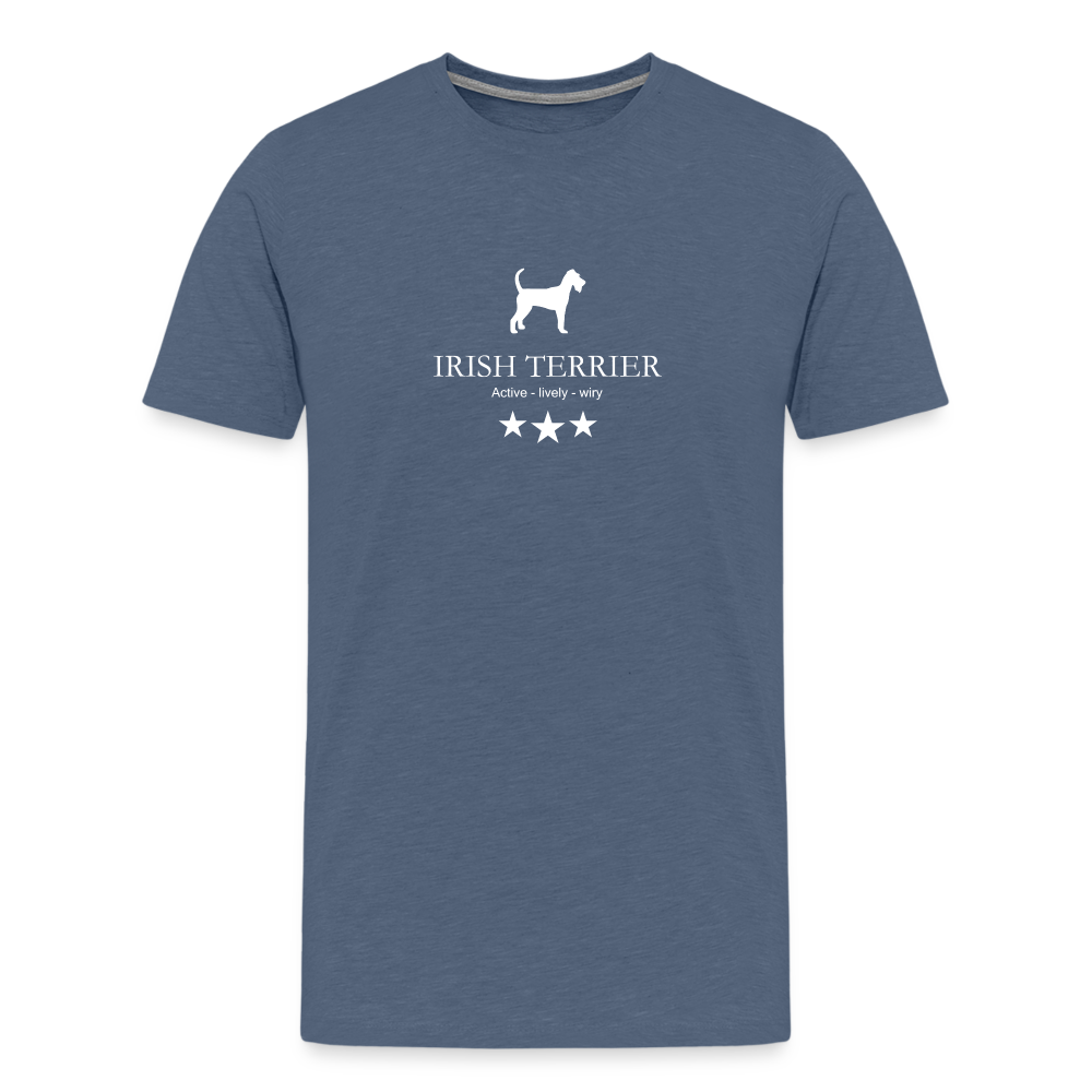 Männer Premium T-Shirt - Irish Terrier - Active, lively, wiry... - Blau meliert