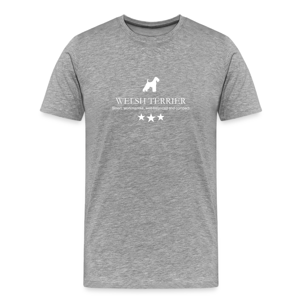 Männer Premium T-Shirt - Welsh Terrier - Smart, workmanlike, well-balanced and compact... - Grau meliert