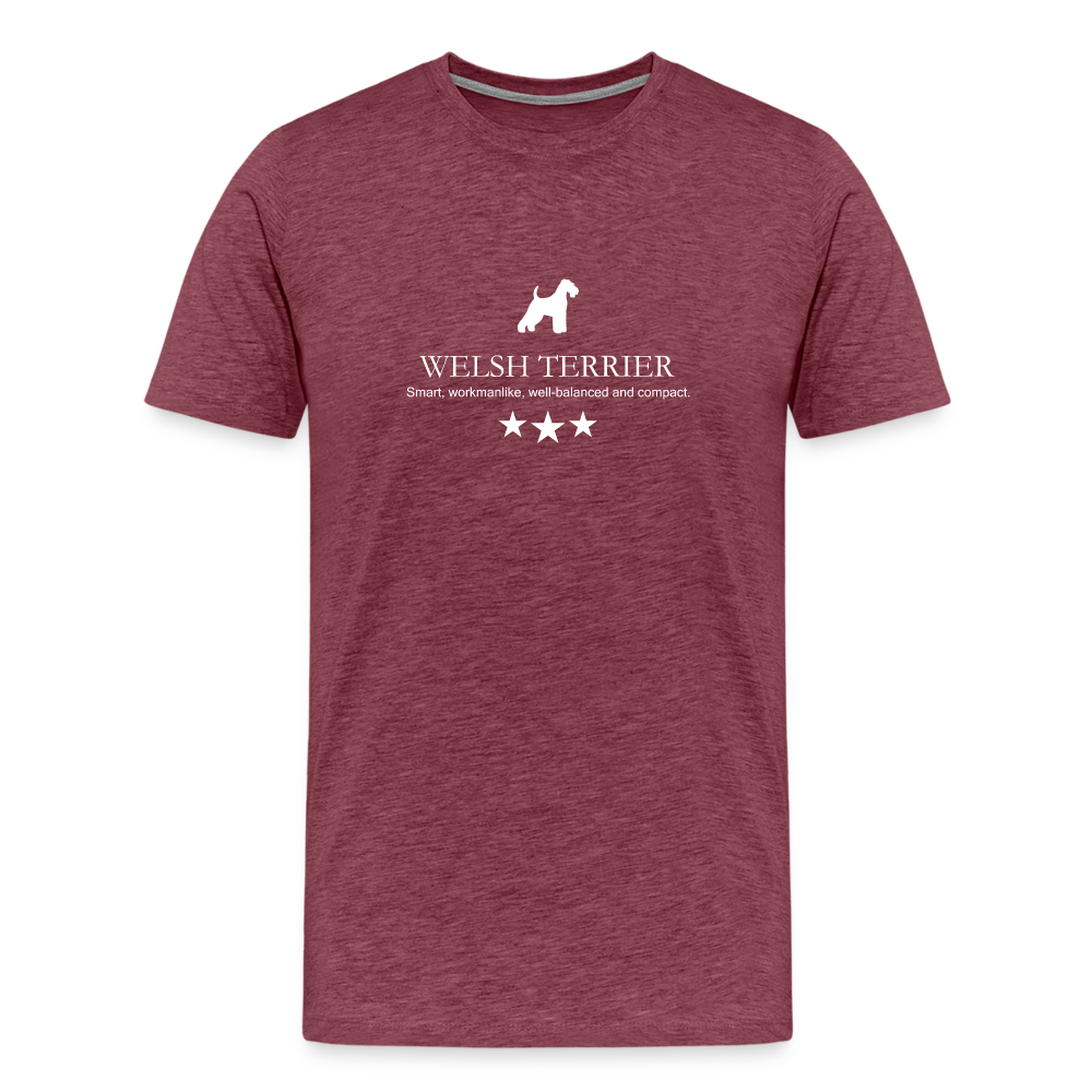 Männer Premium T-Shirt - Welsh Terrier - Smart, workmanlike, well-balanced and compact... - Bordeauxrot meliert