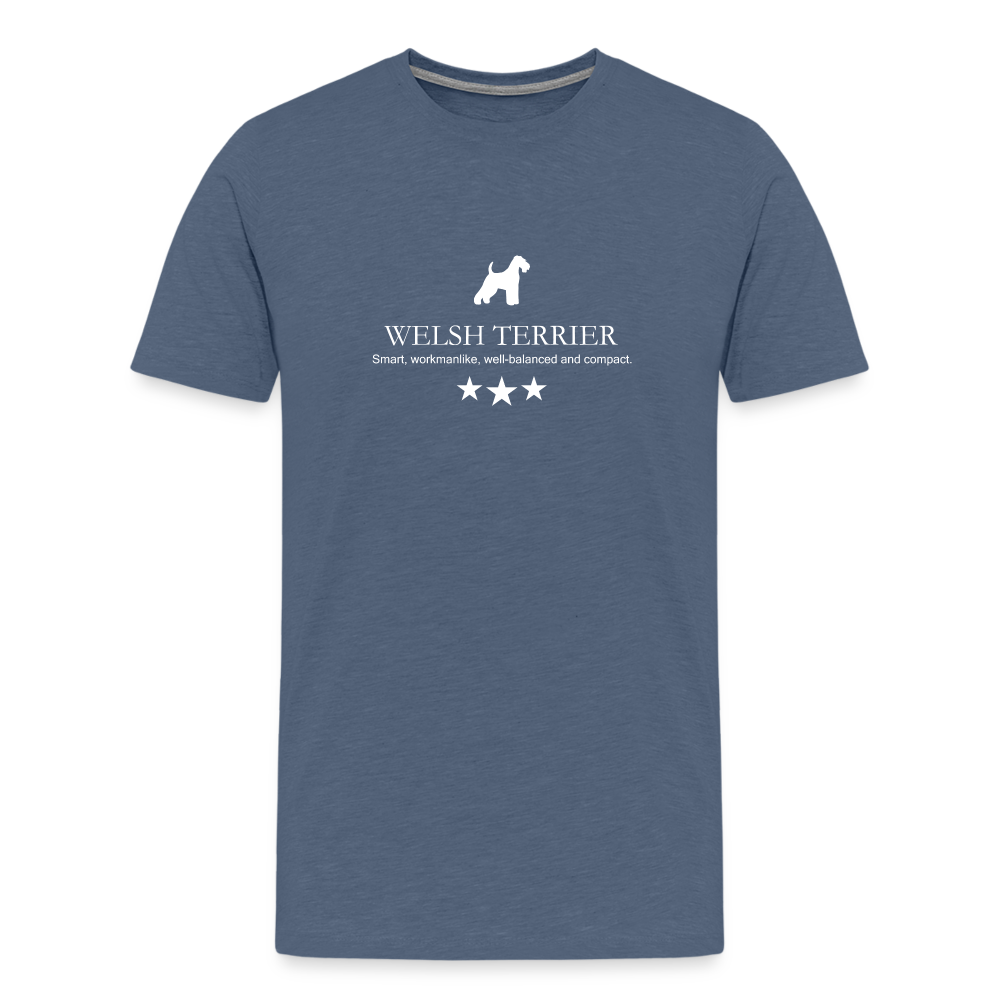 Männer Premium T-Shirt - Welsh Terrier - Smart, workmanlike, well-balanced and compact... - Blau meliert