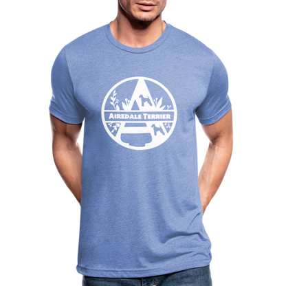 Airedale Terrier - Monogramm - Unisex Tri-Blend T-Shirt von Bella + Canvas - Blau meliert