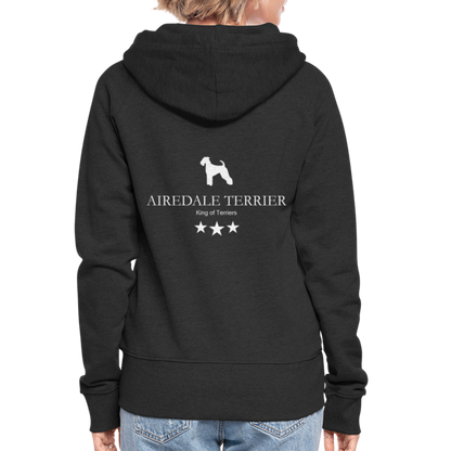Frauen Premium Kapuzenjacke - Aireldale Terrier - King of terriers... - Schwarz