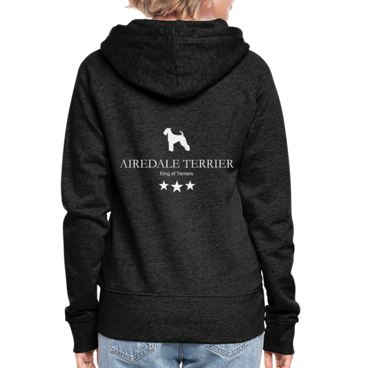 Frauen Premium Kapuzenjacke - Aireldale Terrier - King of terriers... - Anthrazit