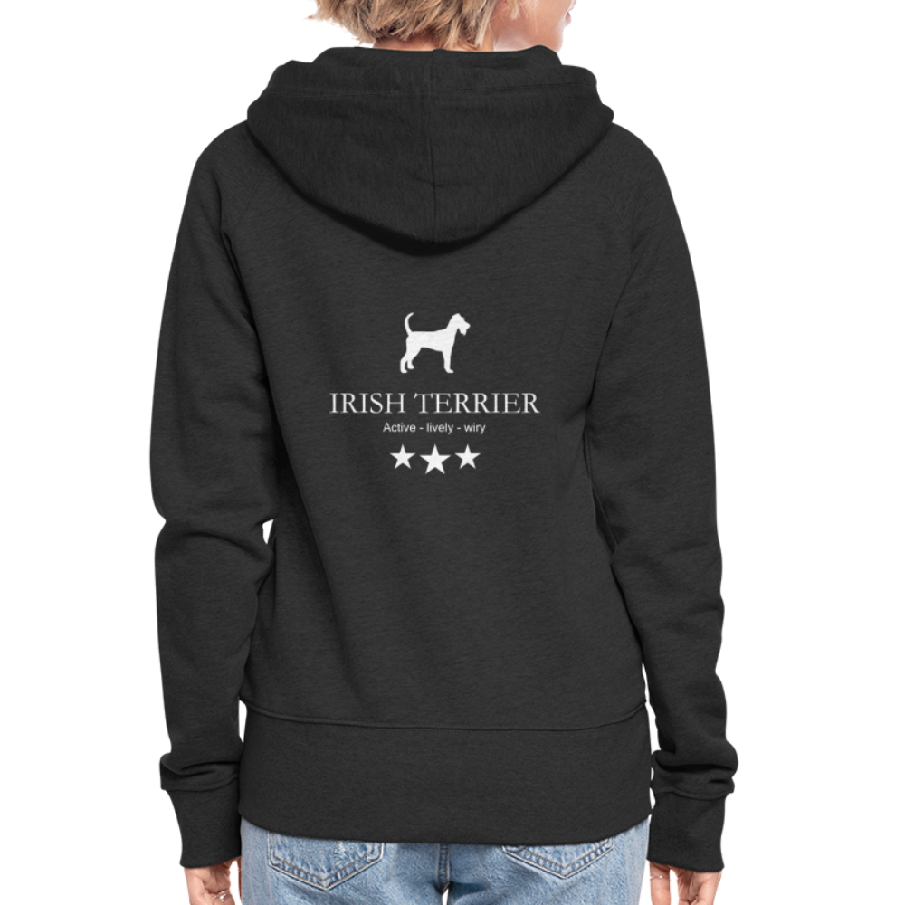 Frauen Premium Kapuzenjacke - Irish Terrier - Active, lively, wiry... - Schwarz
