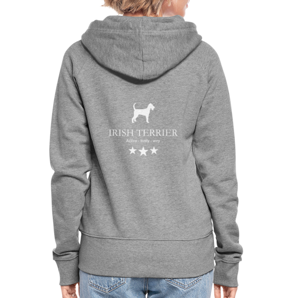 Frauen Premium Kapuzenjacke - Irish Terrier - Active, lively, wiry... - Grau meliert