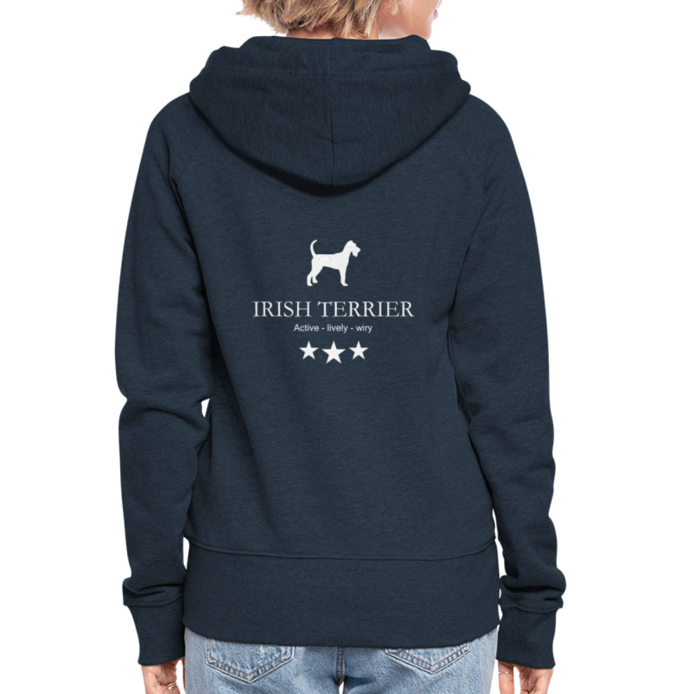 Frauen Premium Kapuzenjacke - Irish Terrier - Active, lively, wiry... - Navy