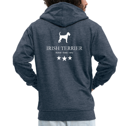 Männer Premium Kapuzenjacke - Irish Terrier - Active, lively, wiry... - Jeansblau