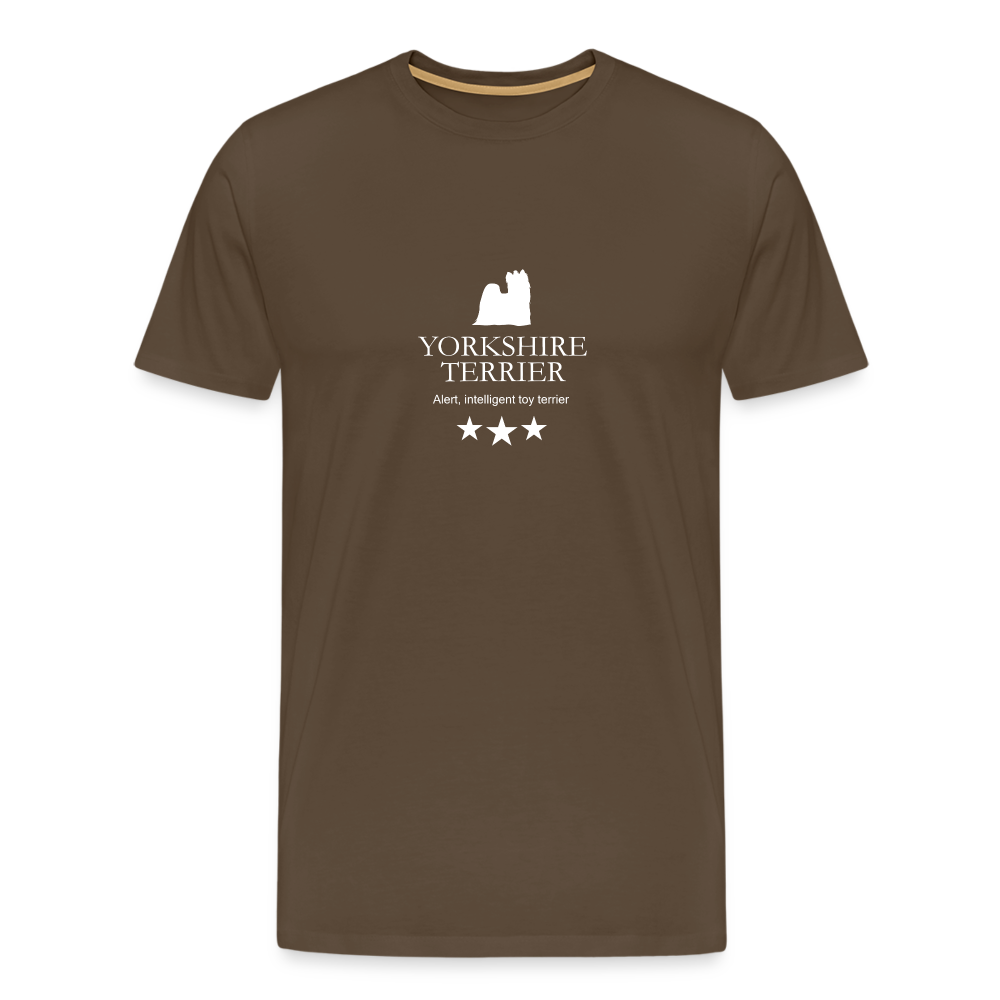 Männer Premium T-Shirt - Yorkshire Terrier - Alert, intelligent toy terrier... - Edelbraun