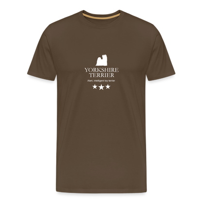 Männer Premium T-Shirt - Yorkshire Terrier - Alert, intelligent toy terrier... - Edelbraun