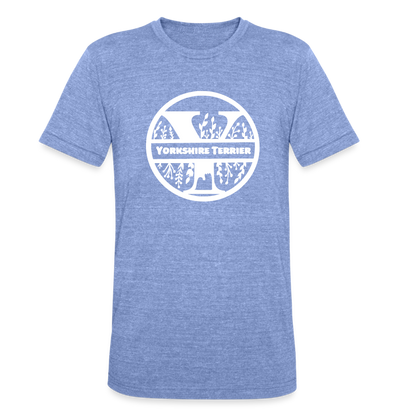 Yorkshire Terrier - Monogramm - Unisex Tri-Blend T-Shirt von Bella + Canvas - Blau meliert