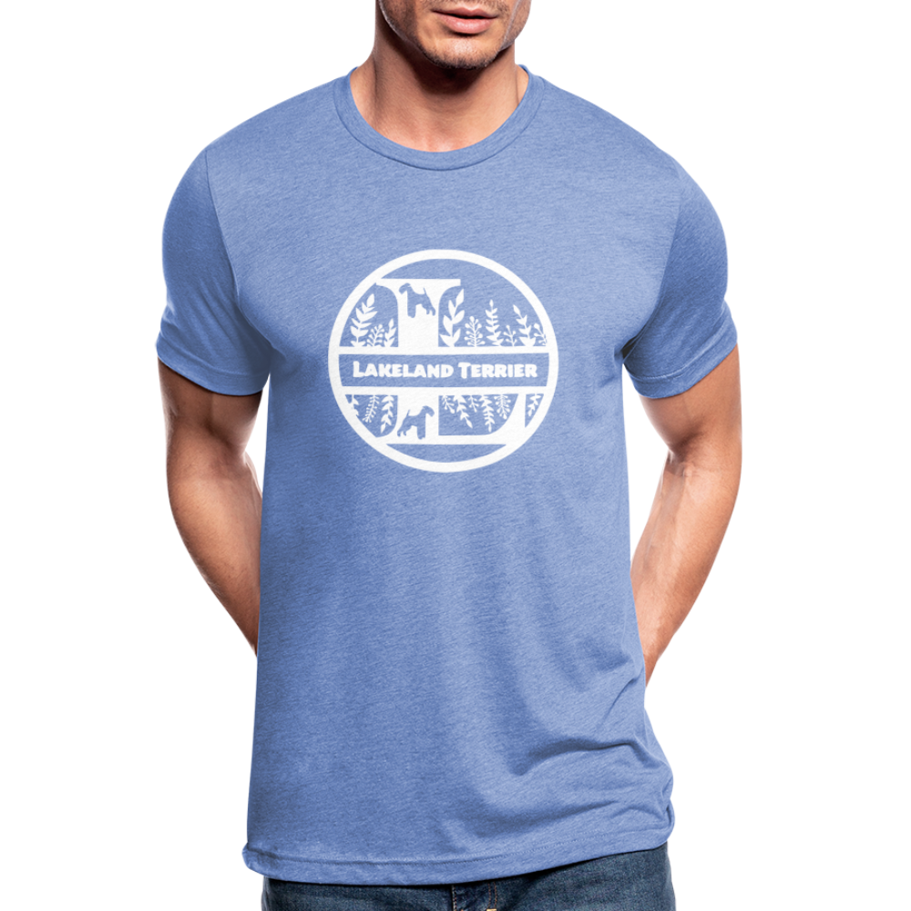 Lakeland Terrier - Monogramm - Unisex Tri-Blend T-Shirt von Bella + Canvas - Blau meliert