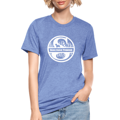 Sealyham Terrier - Monogramm - Unisex Tri-Blend T-Shirt von Bella + Canvas - Blau meliert