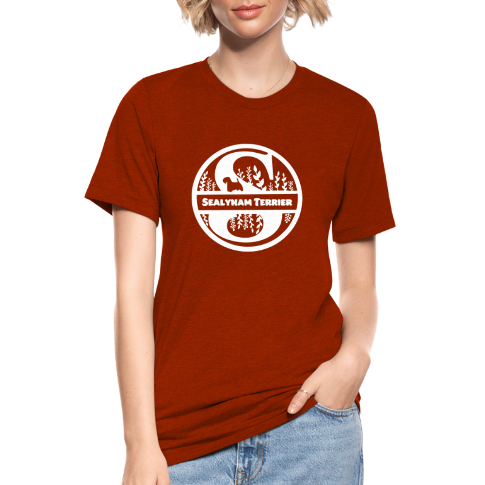 Sealyham Terrier - Monogramm - Unisex Tri-Blend T-Shirt von Bella + Canvas - Ziegelrot
