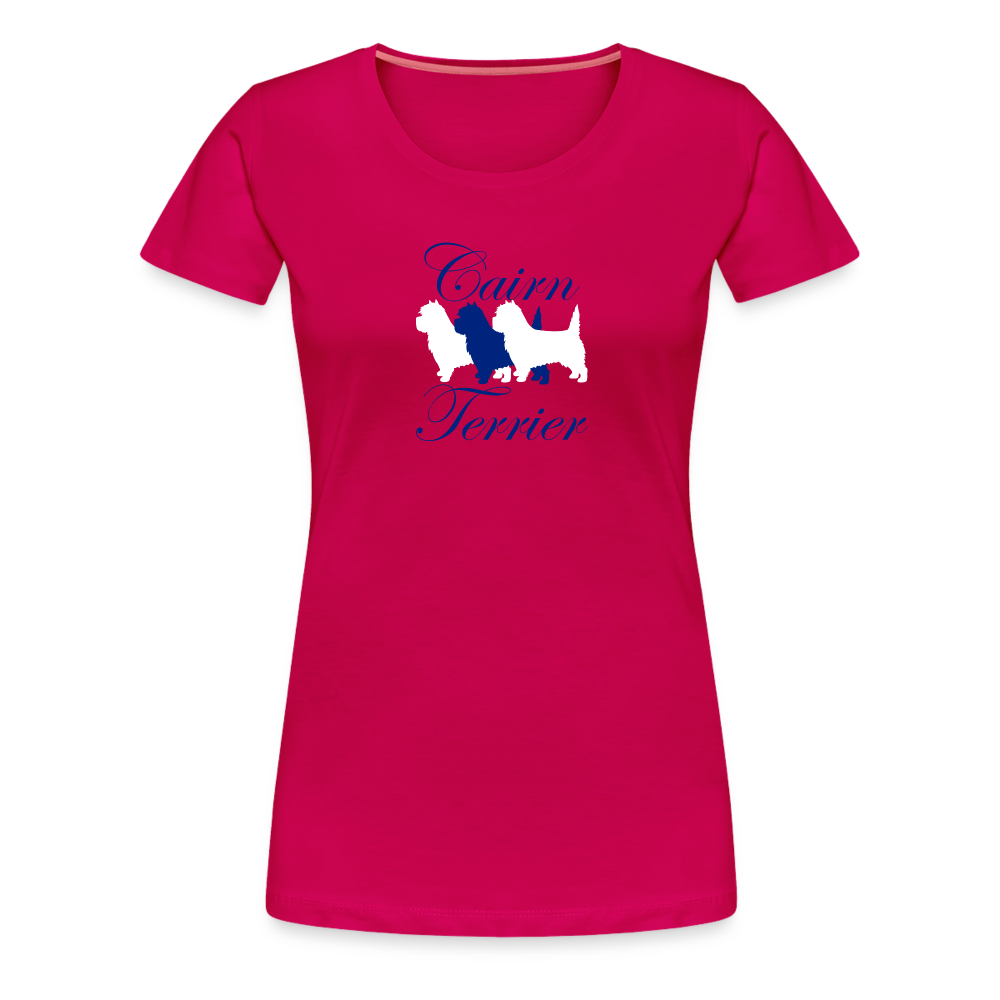 Women’s Premium T-Shirt - Cairn Terrier-Schriftzug - dunkles Pink