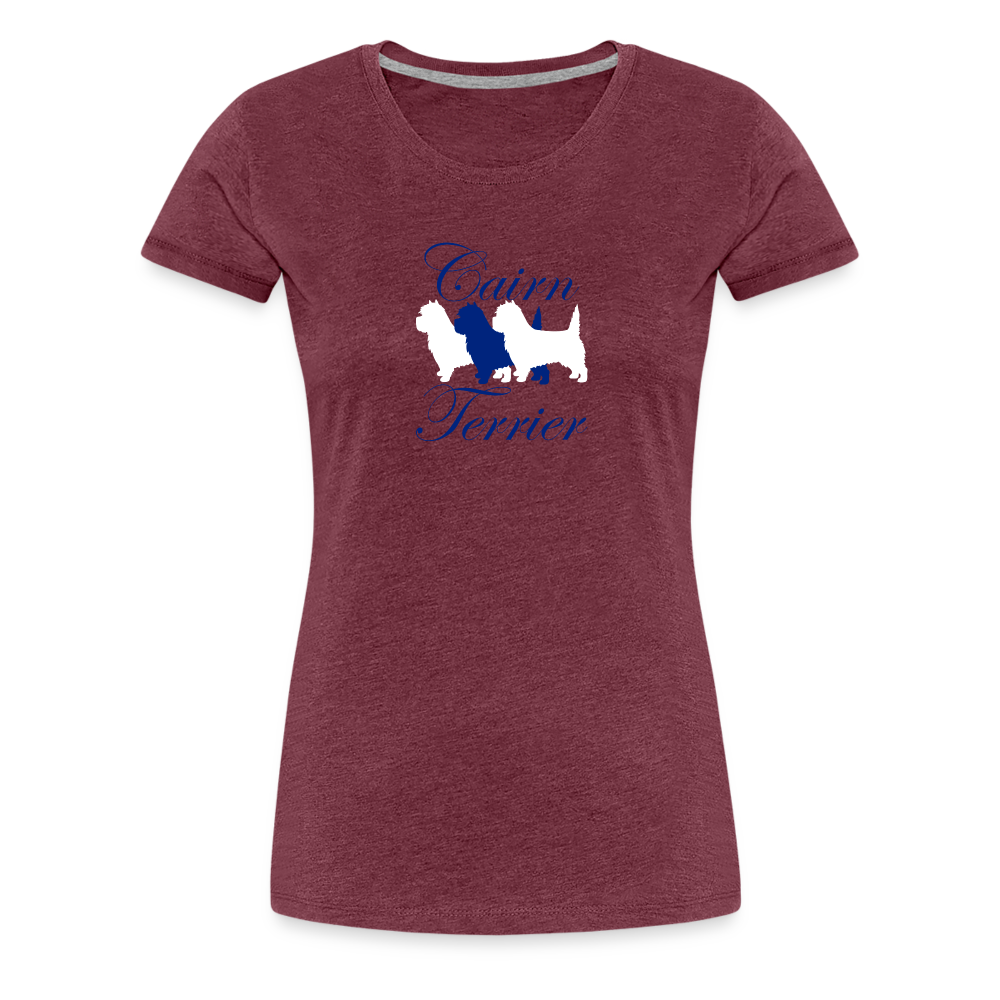 Women’s Premium T-Shirt - Cairn Terrier-Schriftzug - Bordeauxrot meliert